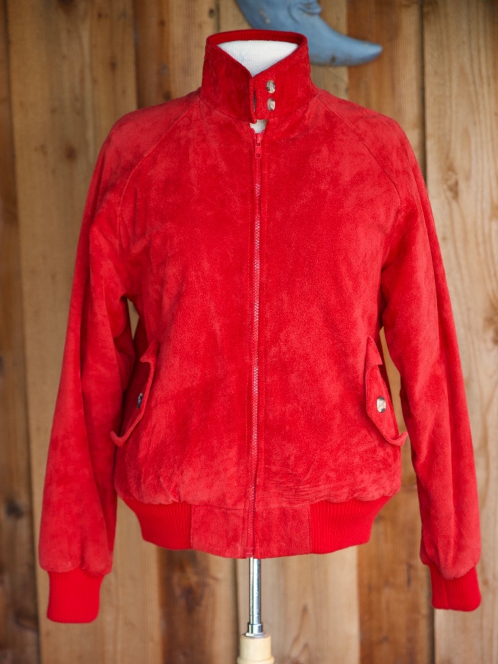 Vintage Authentic Imports 100% Leather Fire Red Bomber Jacket Unisex S - Picture 4 of 16